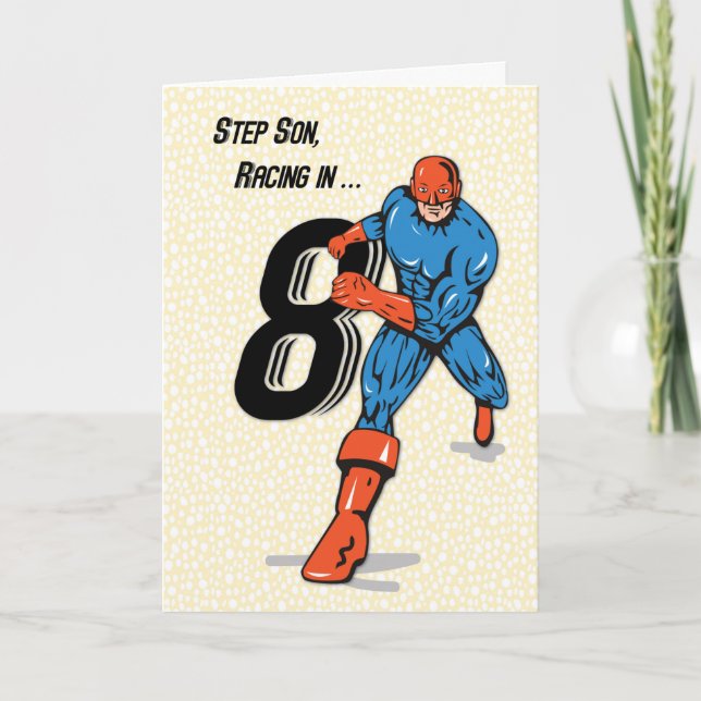 Step Son 8. Geburtstag Superhero Karte (Vorderseite)