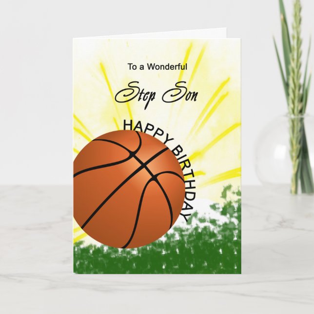 Step Son Basketball Geburtstagkarte Karte (Vorderseite)