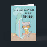 Step Son Birthday Beach Funny Cool Raccoon Karte<br><div class="desc">Holen Sie sich diese Karte schon heute fertig,  damit Sie,  liebe Stiefel,  überraschen können,  sobald er bald seinen Geburtstag feiert. Schauen Sie sich den Raccoon vorne an und laden Sie ihn zu einem Strandabenteuer ein.</div>
