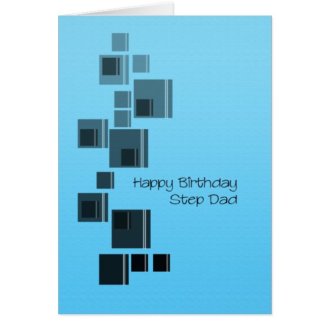 Step Vater Abstract Design Blue Birthday Card (Vorne)