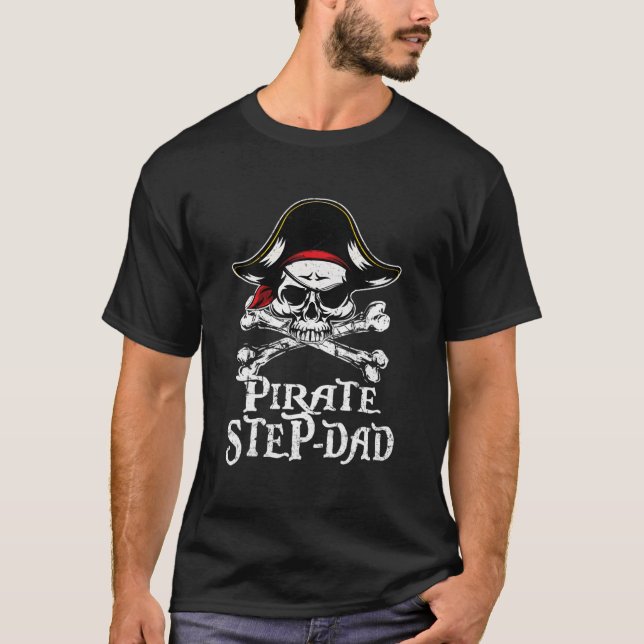 Step-Vater der Piratenmatching-Familie am Geburtst T-Shirt (Vorderseite)