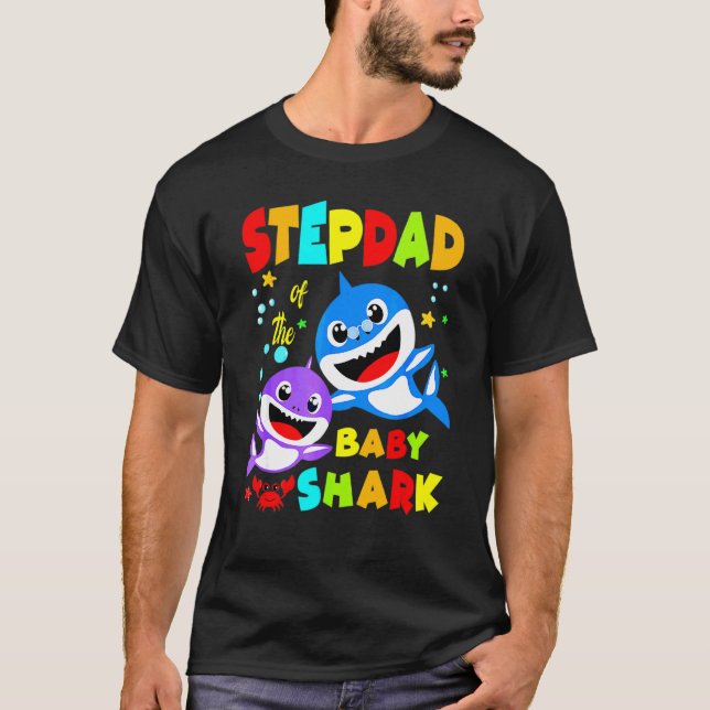 Step Vater Shark Step Vater Hai Familienfeier Mutt T-Shirt (Vorderseite)