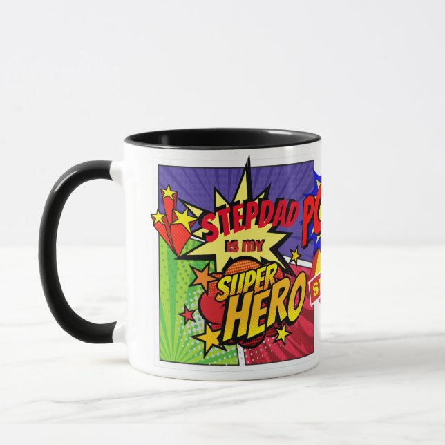 STEPDAD ist mein SUPERHERO Personalisiertes COMIC  Tasse (Links)
