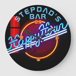 STEPDAD Mancave Bar Den Clock Neon - Anpassbar Große Wanduhr