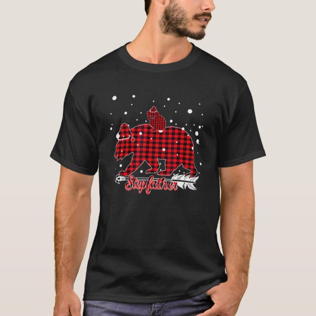 Stepfather Bear Weihnachtsmannmütze Matching Famil T-Shirt (Vorderseite)