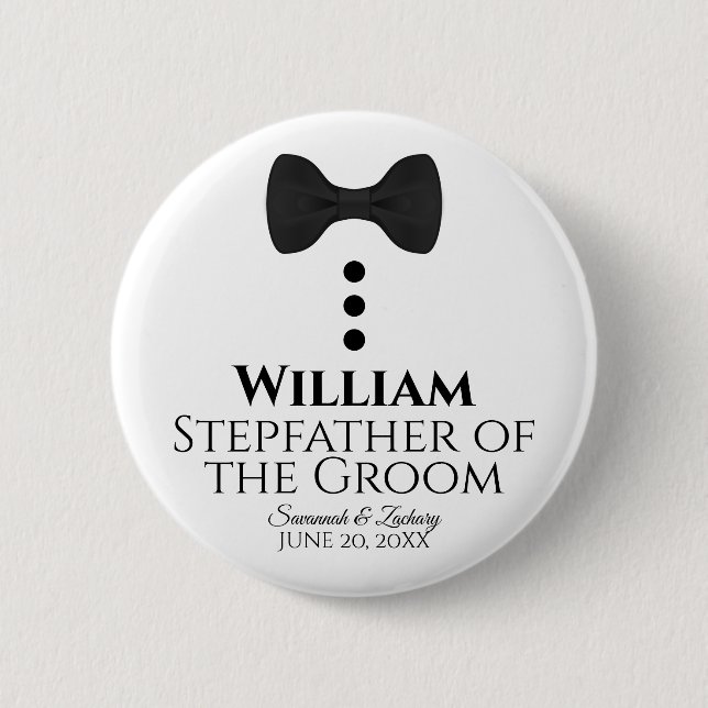 Stepfather of the Groom Wedding Button Name Tag (Vorderseite)
