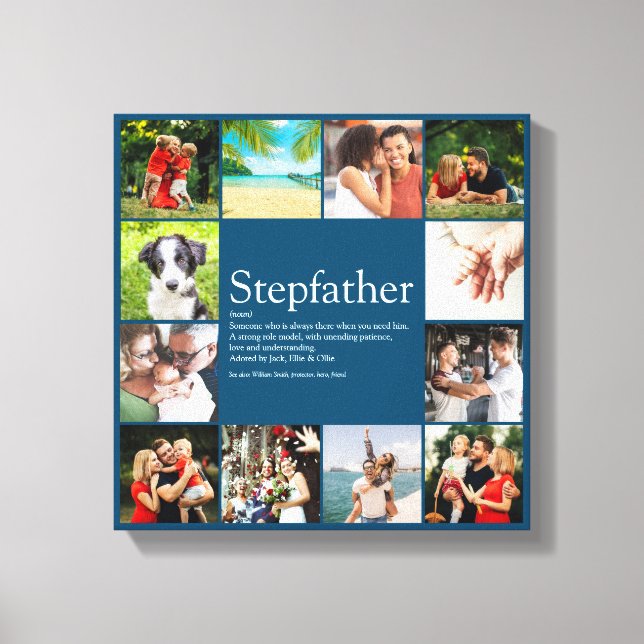Stepfather, Stepdad Definition 12 Foto Fun Blue Leinwanddruck (Vorderseite)