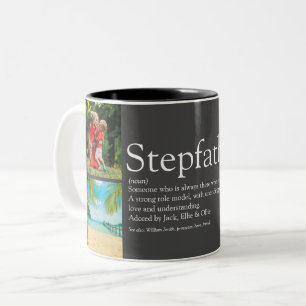 Stepfather Stepdad Definition 4 Foto Spaß grau Zweifarbige Tasse