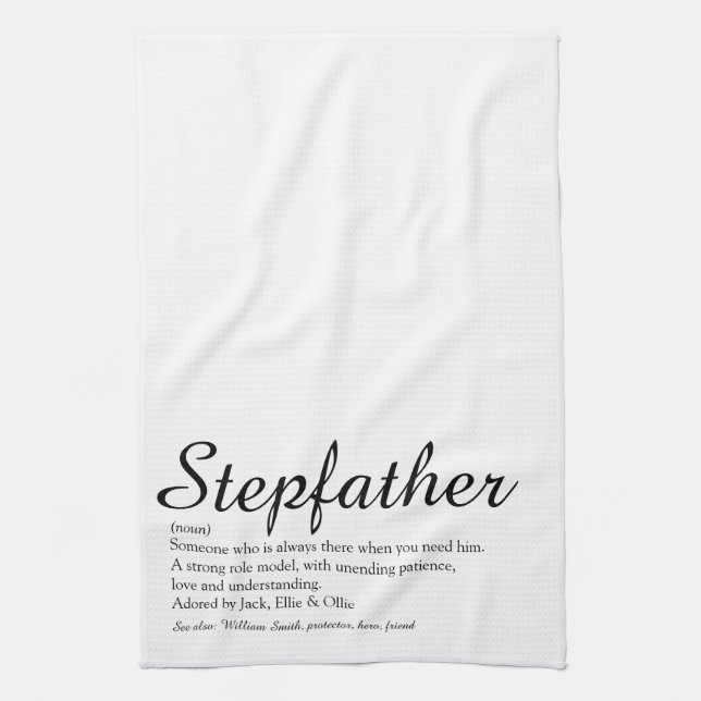 Stepfather, Stepdad Definition Elegantes Skript Geschirrtuch (Vertikal)