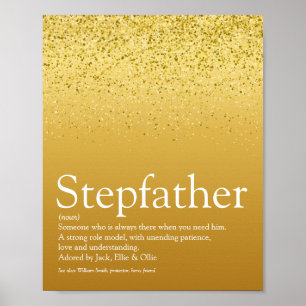 Stepfather, Stepdad Definition Gold Glitzer Poster