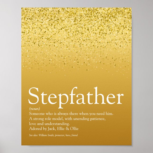 Stepfather, Stepdad Definition Gold Glitzer Poster (Vorne)