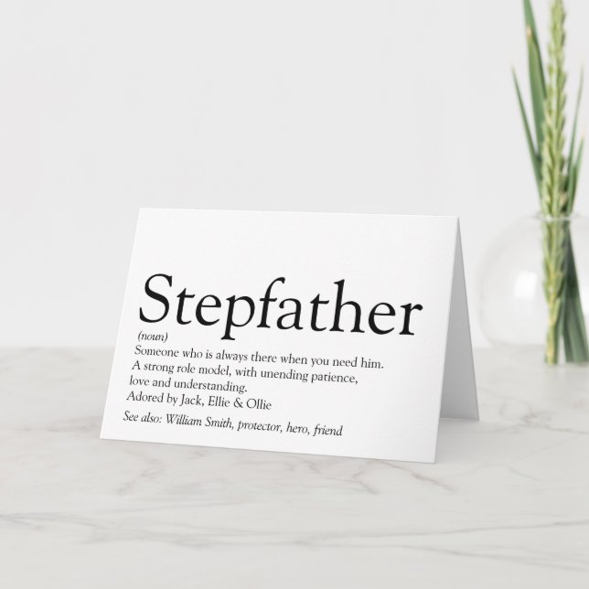Stepfather, Stepdad Definition Karte (Vorderseite)