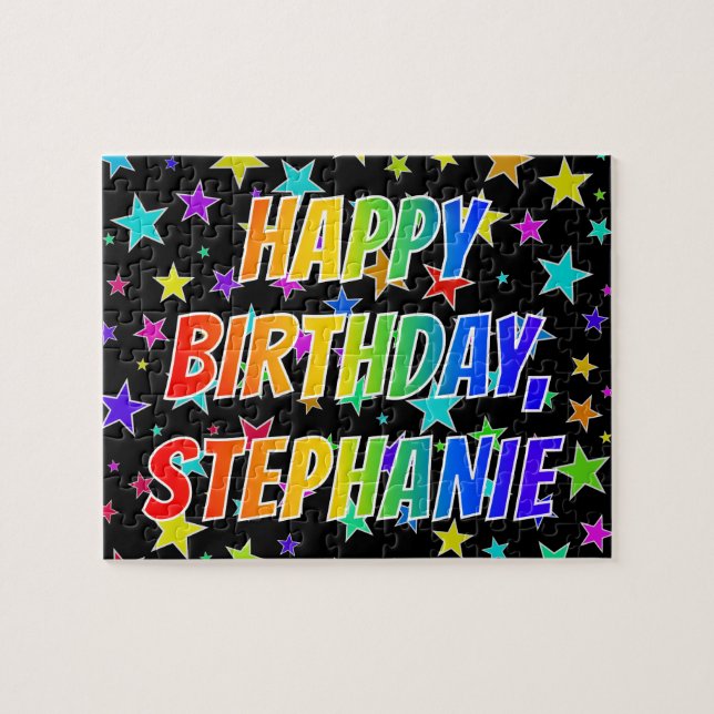 "STEPHANIE" First Name, Fun "HAPPY BIRTHDAY" (Horizontal)