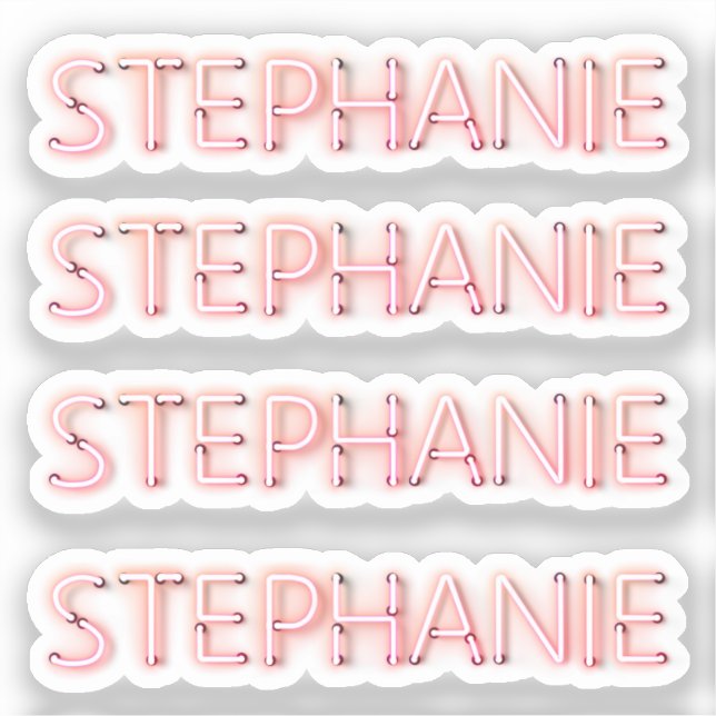 Stephanie Name in glühenden Neonlichtern Klassik R Aufkleber (Vorderseite)