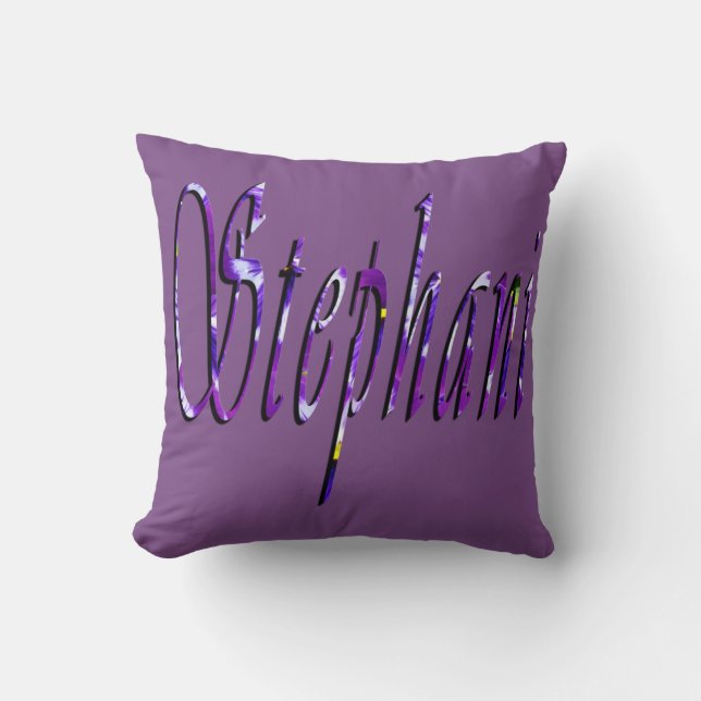 Stephanie, Name Logo, Lila Kissen (Vorderseite)