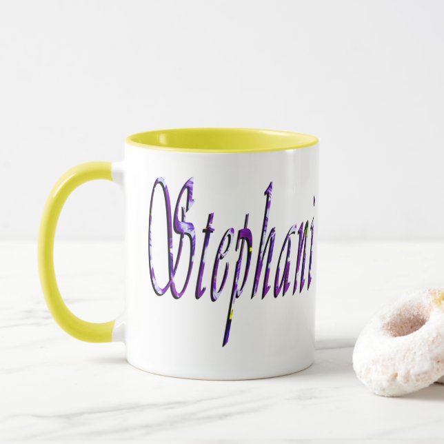 Stephanie, Name Logo, Tasse (Mit Donut)