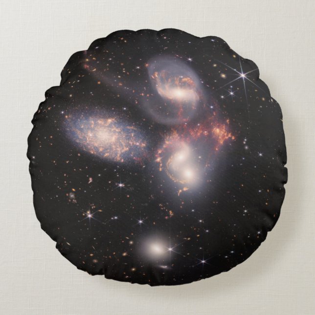 Stephans Quintet 5 Galaxies Deep Field James Webb Rundes Kissen (Vorderseite)