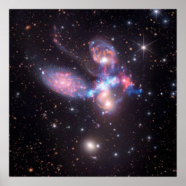 Stephans Quintet-Galaxien | Hubble & JWST Poster