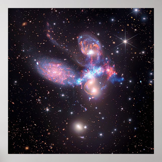 Stephans Quintet-Galaxien | Hubble & JWST Poster (Vorne)