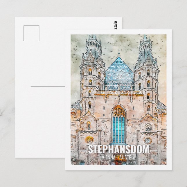 Stephansdom Wien Österreich Reisen Place Wasserfar Postkarte (Vorne/Hinten)