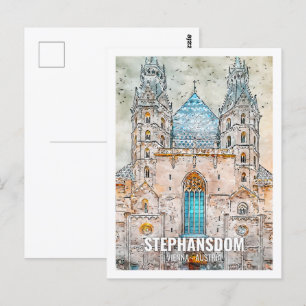 Stephansdom Wien Österreich Reiseort Wasserfarbe Postkarte
