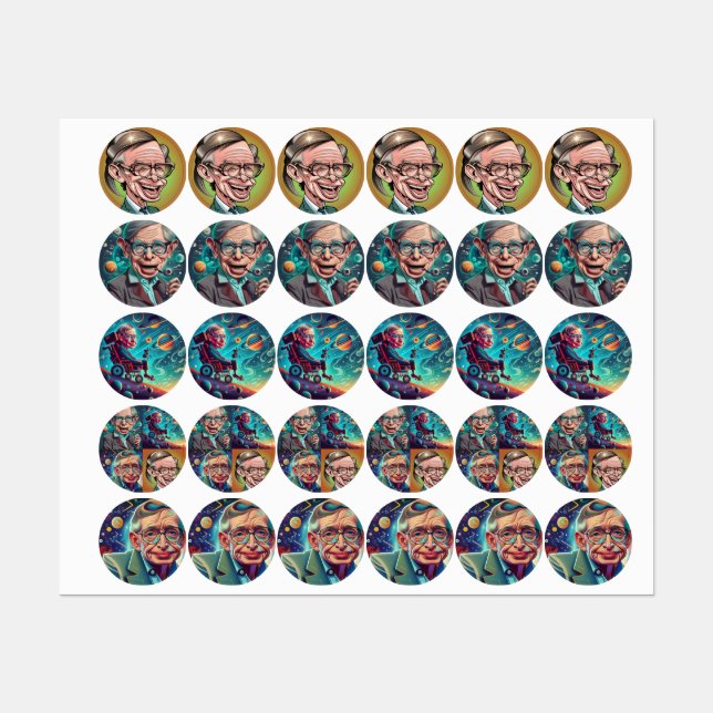 Stephen Hawking Genius Etiketten (Blatt)