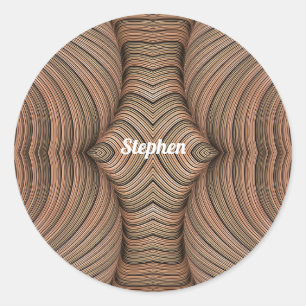 STEPHEN ~ Hübsche Shades Brown Fraktal ~ Runder Aufkleber
