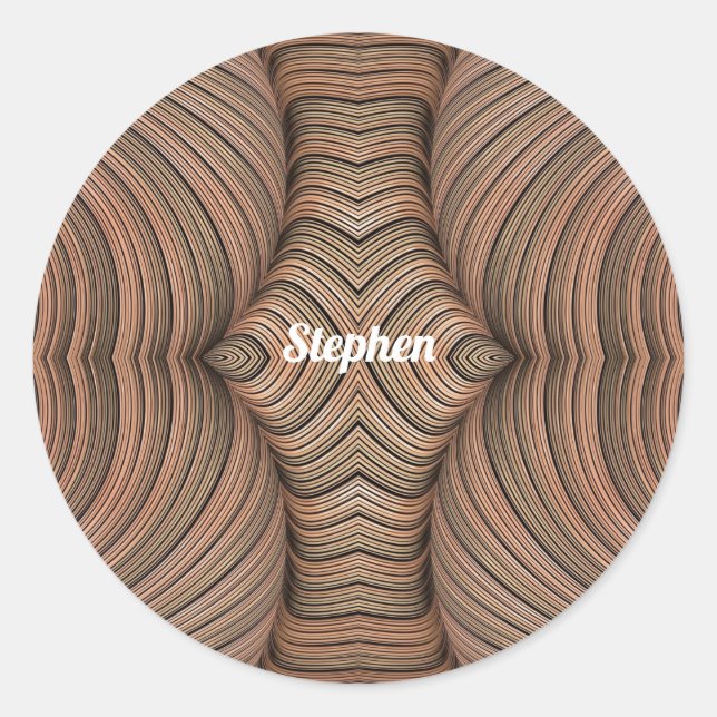 STEPHEN ~ Hübsche Shades Brown Fraktal ~ Runder Aufkleber (Vorderseite)