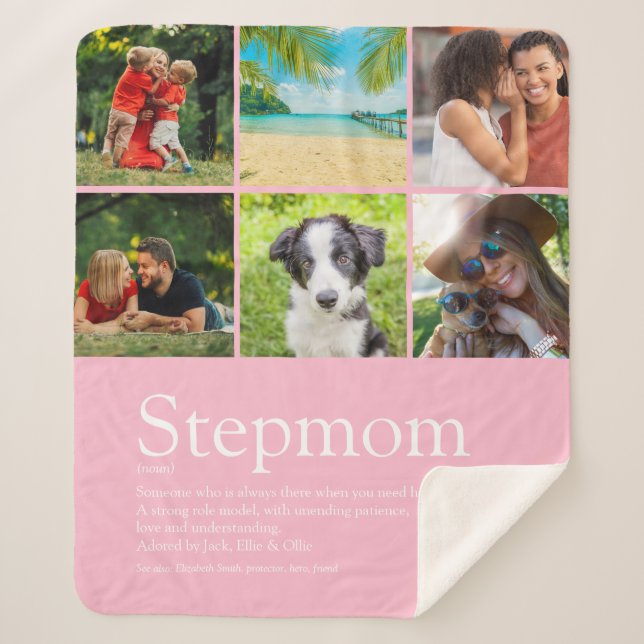 StepMom Bonus Mama Definition Foto Collage Rosa Sherpadecke (Vorderseite)