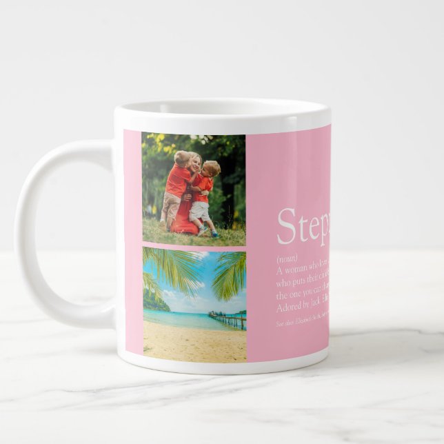 StepMom Definition Fun Foto Collage Girly Pink Jumbo-Tasse (Links)