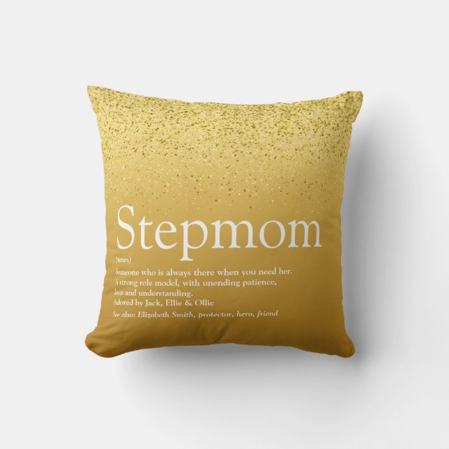 Stepmom Stepmother Definition Gold Glitter Kissen (Vorderseite)