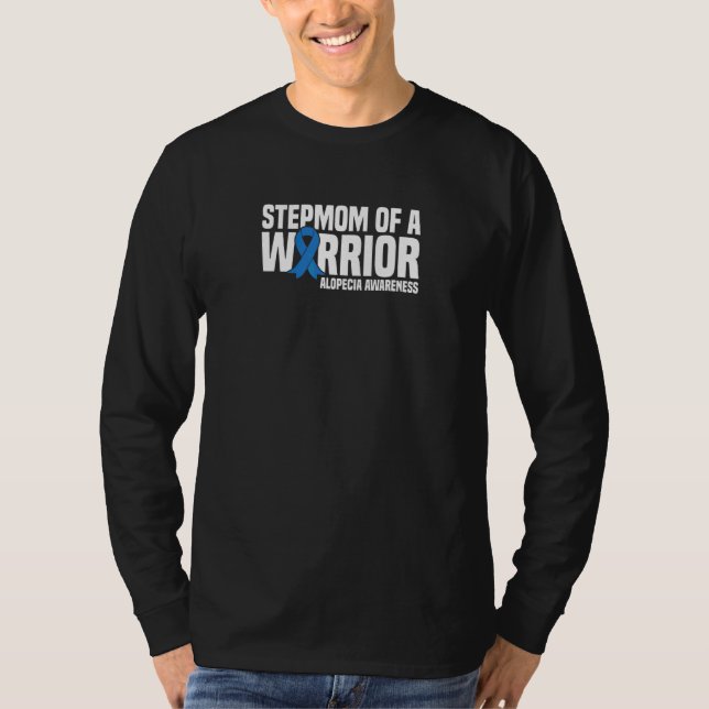 Stepmutter eines Warrior Blue Ribbon Alopecia Awar T-Shirt (Vorderseite)
