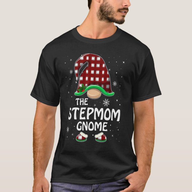 Stepmutter Gnome Buffalo Red Kariert Matching Fami T-Shirt (Vorderseite)