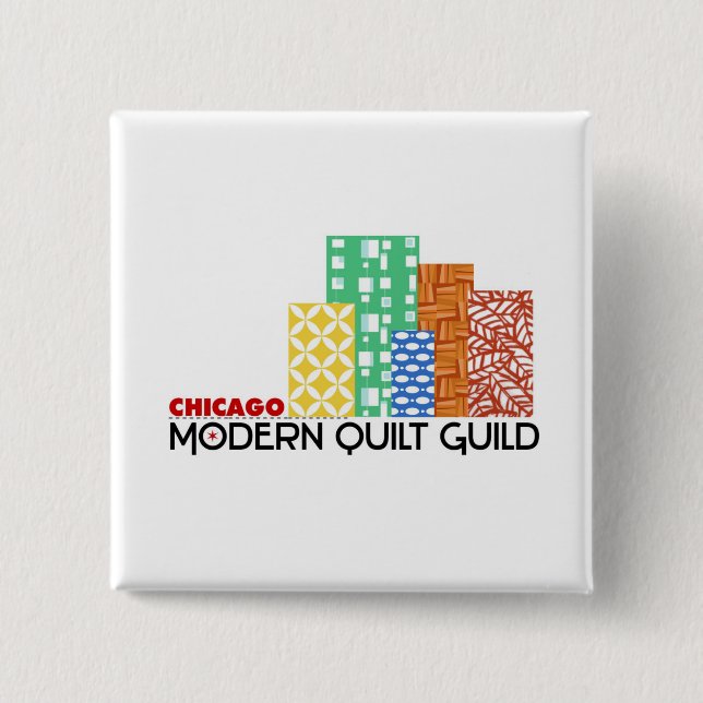 Steppdecken-Innungs-Quadrat-Knopf Chicagos Button (Vorderseite)