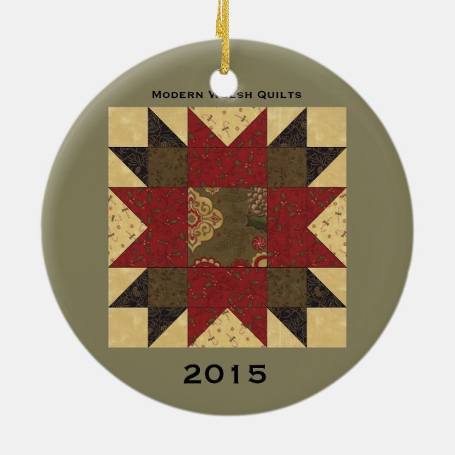 Steppdecken-WeihnachtsBlumen-Verzierung Keramik Ornament (Hinten)