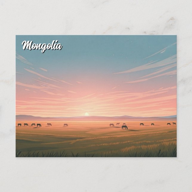 Steppe Mongolei Jurte Reise Postkarte (Vorderseite)