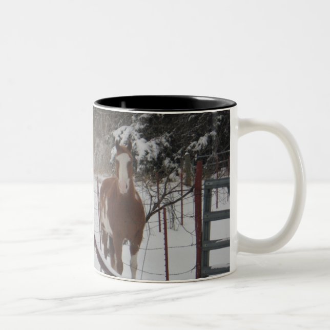 Stepper im Schnee Zweifarbige Tasse (Rechts)