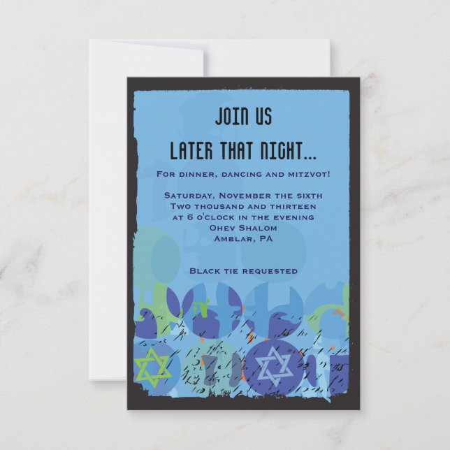 STEPPING STONES Bar Bat Mitzvah Party Card Einladung (Vorderseite)