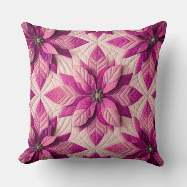 Steppmuster Poinsettia Pink Kissen (Vorderseite)