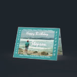 STEPSON Happy Birthday - Man and Ocean Waves Karte<br><div class="desc">This card with a man looking out at the ocean waves is a birthday card with an upbeat and inspirational theme.  Inside text is totally customizable.  To see more of this design,  type in,  or cut and paste into Zazzle's search box:  Jaclinart Birthday Man Wave</div>