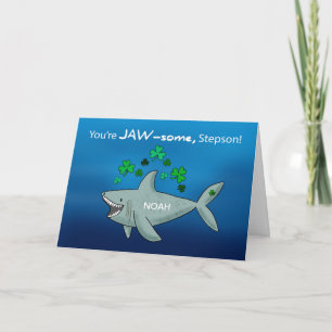Stepson St Patricks Day Shark mit Kleeblättern Karte