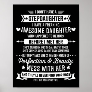 Steptochter für Step Bonus Vater Vathers Day Birth Poster