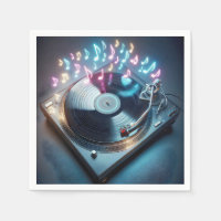 Stereo-Turntable mit Neonnotizen