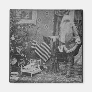 Stereoview Santa & American Flag ca. 1901 Magnet