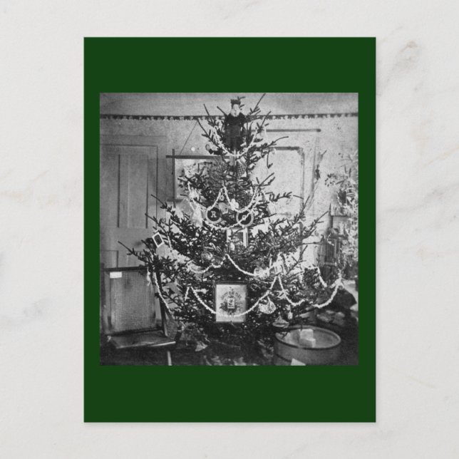 Stereoview Weihnachtsbaum viktorianische 1800s Feiertagspostkarte (Vorderseite)