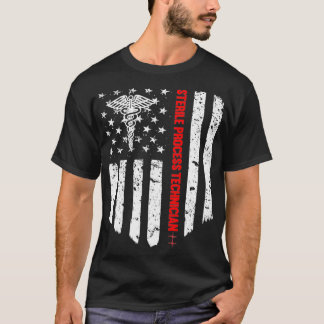 Steriler Prozess-Techniker Amerikanische Flagge Pa T-Shirt
