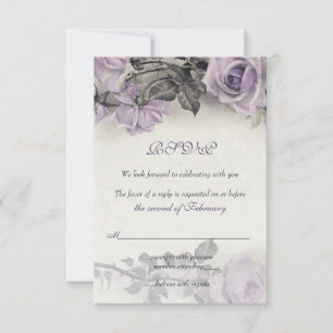 Sterling Silber Lila Rose Hochzeits-RSVP-Karte RSVP Karte