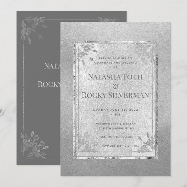 Sterling Silver Affair Wedding & Party Einladung (Vorne/Hinten)