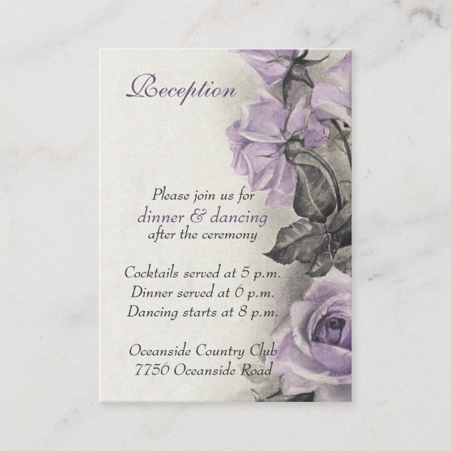 Sterling Silver Lila Rose Wedding Reception Card Begleitkarte (Vorderseite)
