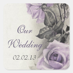 Sterling Silver Lila Rose Wedding Umschlag Aufkleb Quadratischer Aufkleber